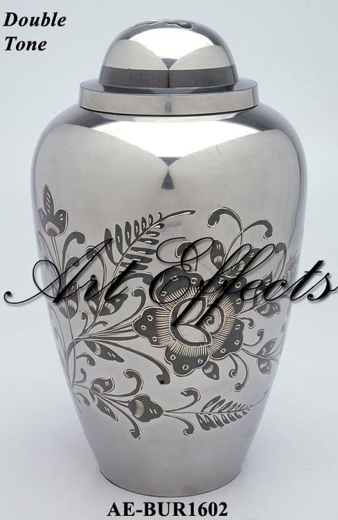 Manufacturers Exporters and Wholesale Suppliers of Floral White Steel Finish Brass Cremation Urn Farrukhabad Uttar Pradesh
